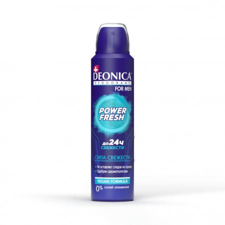 Дезодорант DEONICA For Men мужской Аэрозоль Power Fresh (Vegan Formula) 150мл