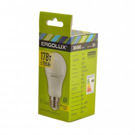 Лампа светодиодная LED ERGOLUX Лон А60 17W-Е27-3К, 3000К, 180-240В, теплый свет
