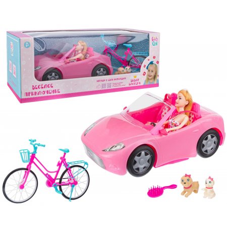 Машина Girl`s Club в копмл.кукла, велосипед, собачки