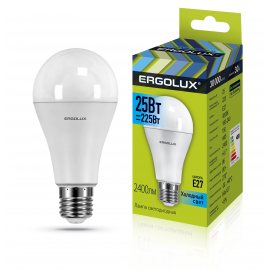 Лампа светодиодная LED ERGOLUX Лон А65 25W-Е27-4К,4500К хол.свет