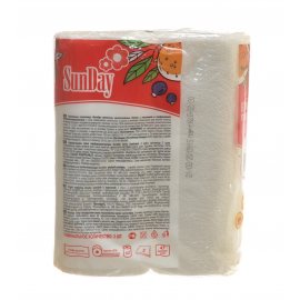 Полотенца бумажные SunDay 2-х слойные 2рул белые,с тисн.и перфор.
