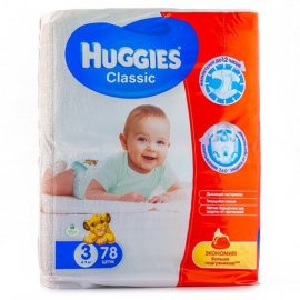 Подгузники HUGGIES Classic 4-9кг 78шт S(3)