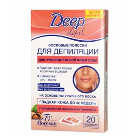 Депилятор ФЛОРЕСАН Deep Depil Восковые полоски для лица д/чувств.кожи,с минд.маслом и вит Е, 20шт