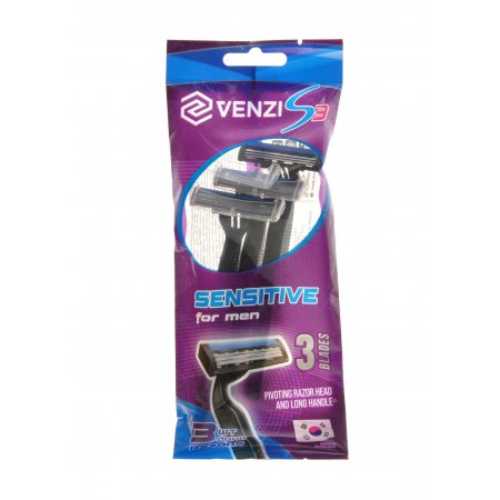 Станок бритвенный VENZI for Men 3шт одноразовый S3, 3лезвия, Sensitive