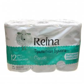 Бумага туалетная REINA 12 рулонов двухслойная Classic с тиснен. и перфорац.