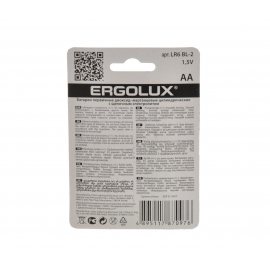 Батарейка ERGOLUX Алкалиновая LR6 AA 1.5В 2шт