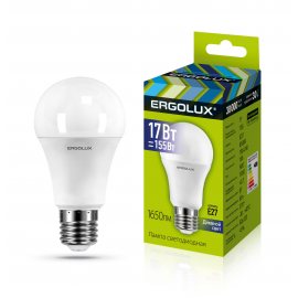 Лампа светодиодная LED ERGOLUX Лон А60 17W-Е27-6К 6500К Днев.свет