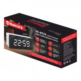 Часы-будильник SAKURA электронные светод, зерк.дисплей,USB кабель