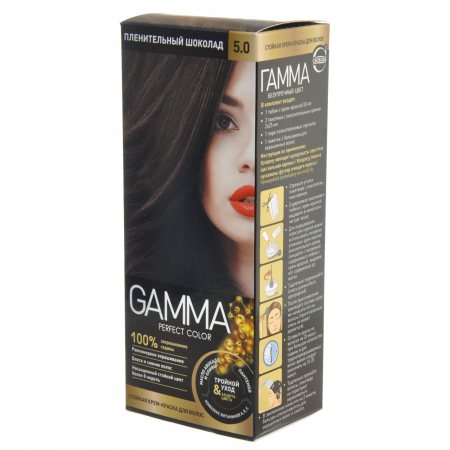 Крем-краска для волос GAMMA Perfect Color стойкая 5.0 Пленительный шоколад Окисл.крем 6%