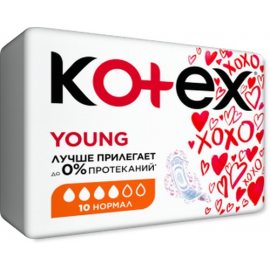 Прокладки KOTEX Young с крылышками 10шт Normal ультратон.поверх.сеточка
