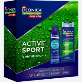 Подарочный набор DEONICA For Men Active Sport (Дезодор.спрей 150мл+Гель д/душа 3в1 250мл)