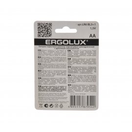 Батарейка ERGOLUX Алкалиновая LR6 AA 1.5В 3+1шт