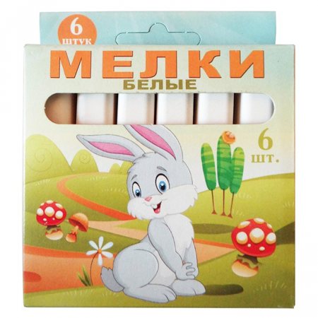 Мелки Школьные белые 6шт Алгем+,Workmate Kids