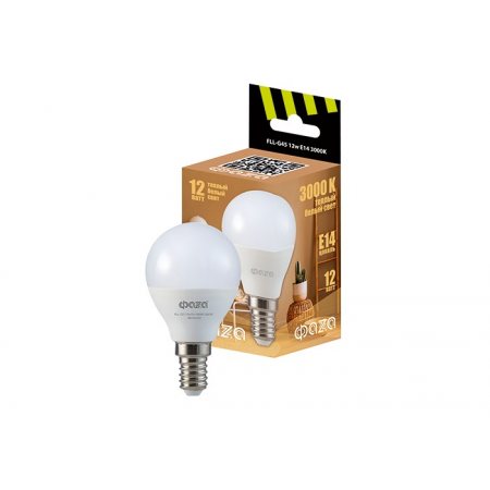 Лампа электрическая ФАZА Е14 12W FLL-G45 3000K, теплый белый свет