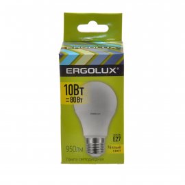 Лампа светодиодная LED ERGOLUX Лон А60 10W-Е27-3К, 3000К, теплый свет, шар