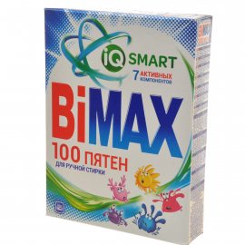 Стиральный порошок BIMAX для ручной стирки 100 ПЯТЕН IQ SMART 7 активных компонентов 400г