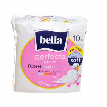 Прокладки BELLA PERFECTA дышащие с крылышками 10шт Ultra Deo Rosa Fresh Extra Soft