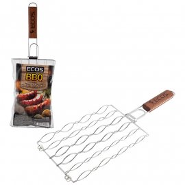 Решетка-гриль ECOS BBQ для сосисок,колбасок,шпикачек 27х17см RD-672,хром.сталь,дерев.ручка