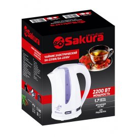 Чайник SAKURA 1.7л электр. 2200Вт,SA-2318V подсв,бел/сирен