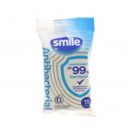 Салфетки влажные SMILE 15шт Антибактериальные с D-пантенолом