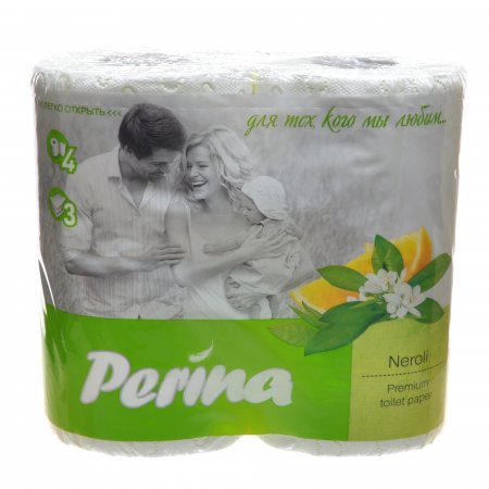 Бумага туалетная PERINA 4 рулона трехслойная Neroli ароматиз.с тиснен. и перфор.