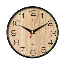 Часы РУБИН настенные круг D-19.5см Текстура дерева, корп. черный