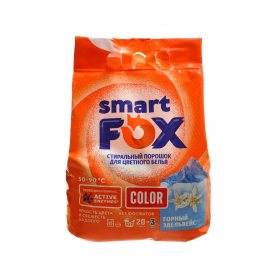 Стиральный порошок SMART FOX для автоматической и ручной для цветного белья Color Горный эдельвейс 3кг
