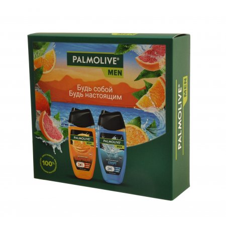 Подарочный набор PALMOLIVE Men (Гель д/д 250 Цитр.заряд+Гель д/д 250 Спорт) Восстанавливающ.Цитрусовый Заряд