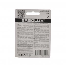 Батарейка ERGOLUX Алкалиновая LR14 1.5В 2шт