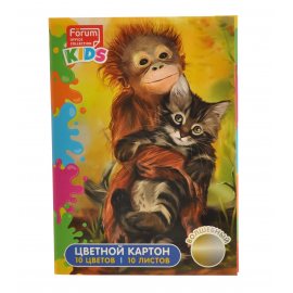 Картон цветной FORUM Office Collection Kids 10л 10цв А4 ЗВЕРЯТА Волшебный