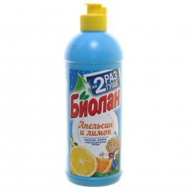 Средство для мытья посуды БИОЛАН Гель-формула Апельсин и Лимон 450г