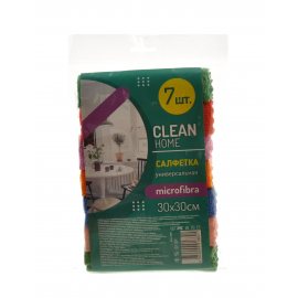 Салфетка для уборки CLEAN HOME 7шт 30х30см микрофибра универсальная