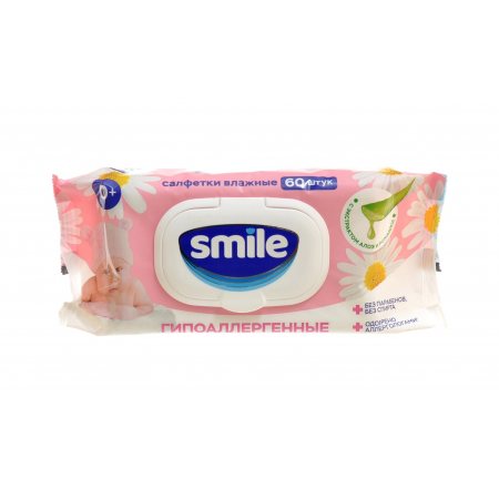 Салфетки влажные для детей SMILE Baby NEW BORN 60шт Клапан 0+