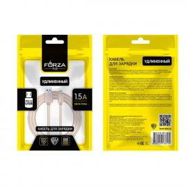 Кабель для зарядки телефонов FORZA PLUS Флоренция micro USB, 1.5м,1.5А, ткан.опл,3цв