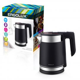 Чайник ERGOLUX 1.8л электр. ELX KS10-C02 1800Вт, черн.с нерж.сталью