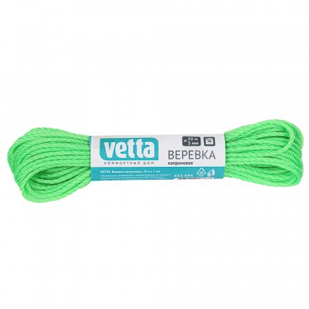 Веревка VETTA капроновая D=3мм L20м цветная