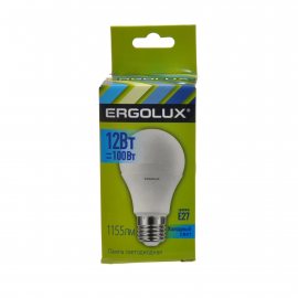 Лампа светодиодная LED ERGOLUX Лон А60 12W-Е27-4К, 4500К, холодный свет, шар