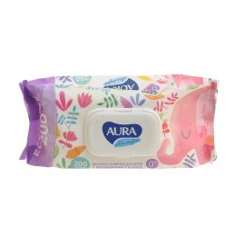 Салфетки влажные для детей AURA Ultra comfort 200шт Алоэ+Витамин Е клапан