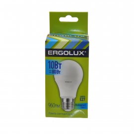 Лампа светодиодная LED ERGOLUX Лон А60 10W-E27-4K, 4500К, холодный свет , шар