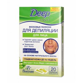 Депилятор ФЛОРЕСАН Deep Depil Восковые полоски для лица с Алоэ Вера +Витамин Е 20шт