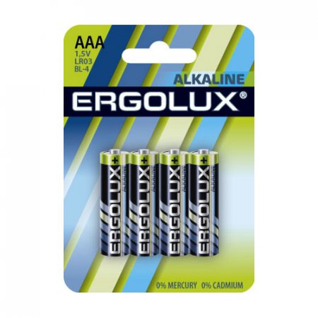 Батарейка ERGOLUX Алкалиновая LR03 AAA 1.5В 4шт