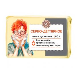 Мыло туалетное СЕРНО-ДЕГТЯРНОЕ д/жирной и проблемн.кожи, 90г