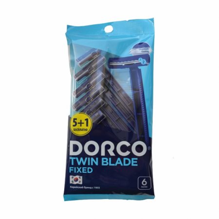 Станок бритвенный DORCO 5шт+1б/п одноразовый TWIN BLADE 2лезв.,фикс.гол. TD-708DB-6P