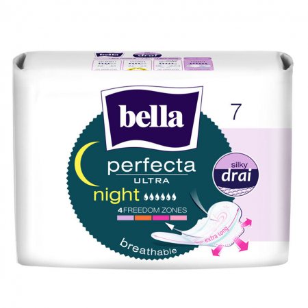 Прокладки BELLA PERFECTA ультратонкие 7шт Ultra Night Extra Soft дышащие