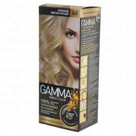 Крем-краска для волос GAMMA Perfect Color стойкая 8.0 Нежно-светлый русый Окисл.крем 9%