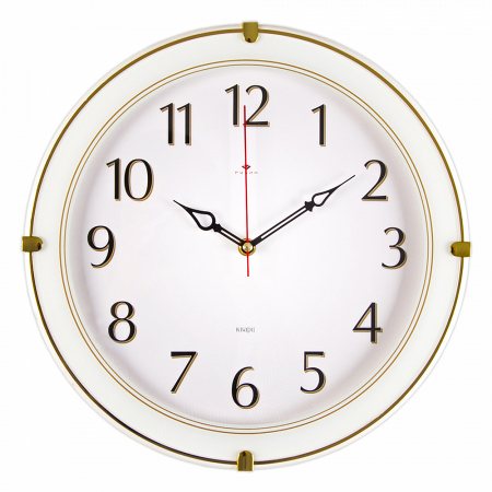 Часы РУБИН настенные круг D-34см со вставками, корп.белый,Классика