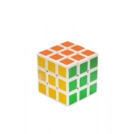 Кубик-головоломка 3х3 грань 3.5см (мини) бел.основа,цв.накл.