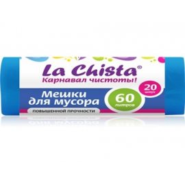 Мешок для мусора LA CHISTA 60л 20шт синие,пов.прочн.