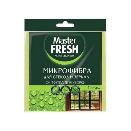 Салфетка для стекол и зеркал Master Fresh 1шт 30х30см микрофибра