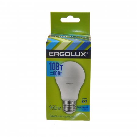 Лампа светодиодная LED ERGOLUX Лон А60 10W-E27-4K, 4500К, холодный свет , шар